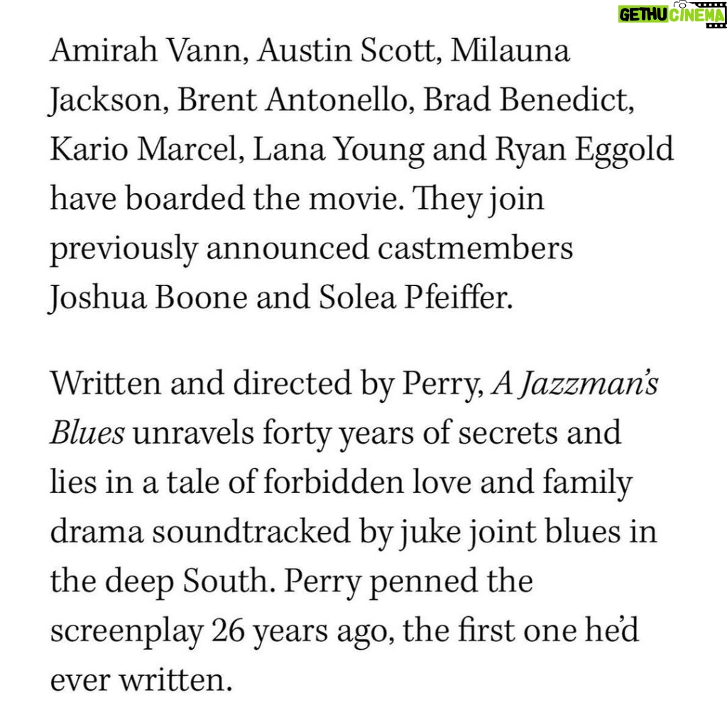 Brad Benedict Instagram - This one is going to be special. When I read the script I knew it was going to be something truly impactful. An understatement. I still can’t believe I get to be a part of it. #AJazzmansBlues #comingsoon #netflix #tylerperry Tyler Perry Studios