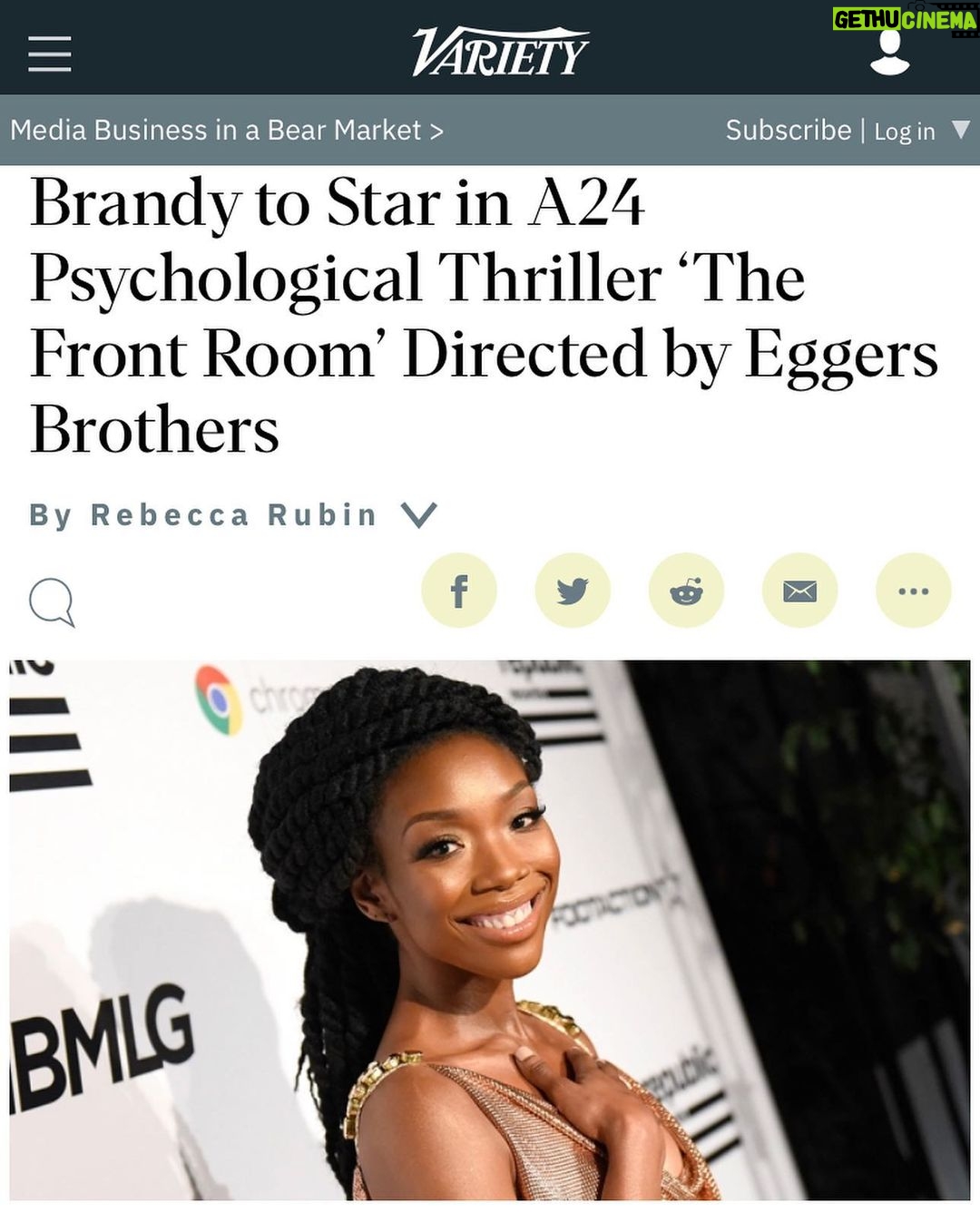 Brandy Norwood Instagram - It's official! THE FRONT ROOM from The Eggers' Brothers @a24 🎬 Can’t wait for y’all to see this ♥️ God you’re Awesome!!!! I trust you with my entire life. Thank you for this amazing opportunity to work with this unbelievable cast, crew, and the studio everyone wants to work with and of course my Eggers fam🤞🏾♠️