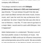 Brandy Norwood Instagram – Thank you God for a dream come true! I’m so excited to announce my partnership with @motownrecords and the incomparable @theethiopiandream. Thanks to my team and my beautiful fans for riding with me all these years. ♥️♥️ @thisisryanramsey @salxo @salxco ♠️ Swipe to read more on @billboard #BlackWomanMagic