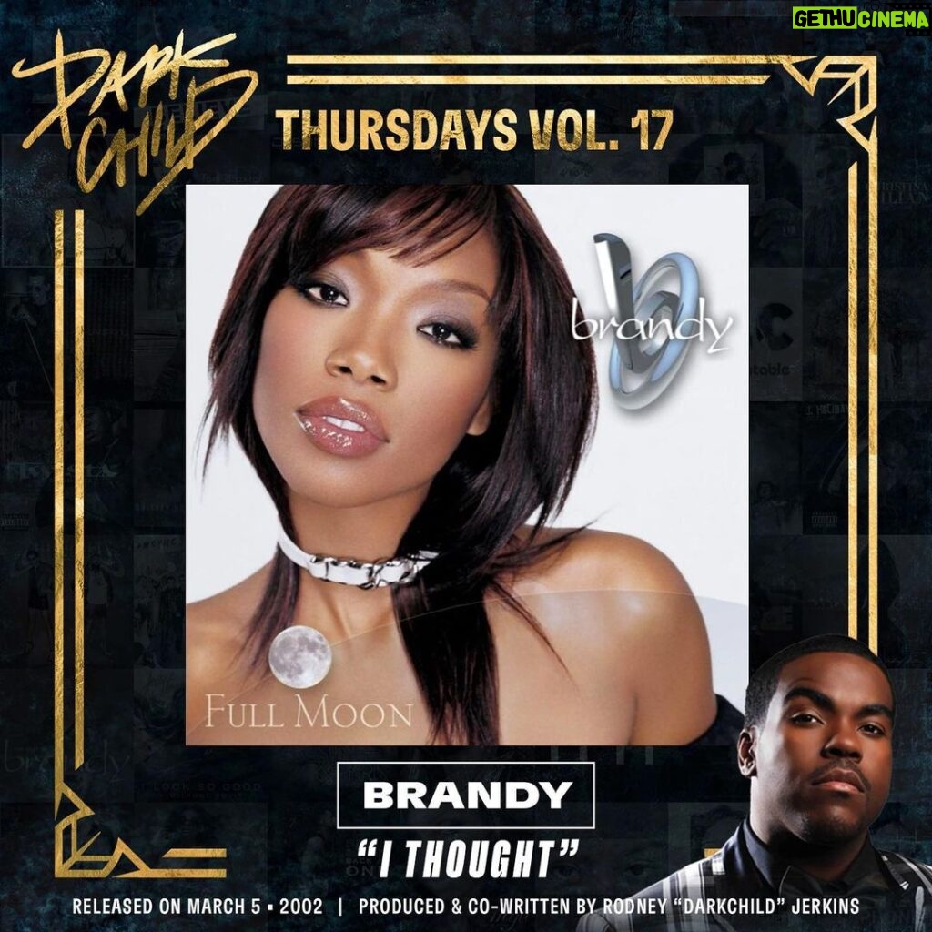 Brandy Norwood Instagram - Today for #DarkchildThursdays we’re looking at "I Thought" off @Brandy’s “Full Moon” project. This record is another one of my favorites off the project. I wanted to find a way to make a track that sounded like how I would groove at my dads church. So I actually came up with this groove during church and then ran over to my studio which was one block away from my dads church, and then recorded the idea. The Darkchild definitely went crazy on this one! @Brandy’s vocal performance was one of the best on the album! Special shoutout to @rayj for adding his special touch that brings life to the end of this track. One of my favorites for sure! See you next week where we’ll keep diving into “Full Moon!” #DARKCHILD