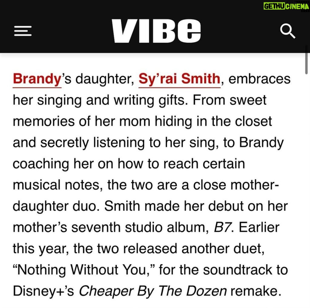 Brandy Norwood Instagram - So proud of you beautiful soul @syraismith ♥ thank you @vibemagazine for recognizing her pure spirit, beauty, and most of all her talent. @4evervaughn you rock! #morethanalegacy