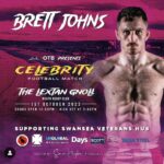 Brett Johns Instagram - Have a great weekend everyone 🙌🙌 @otbpromotions_ are happy to have the local legend @brettjohnsmma playing in our celebrity football match He's a die hard jack army casual 👊👊 We all know what his fighting skills are like but what's his football skills like 🥇 Let's get behind @swansea_veterans_hub October the 1st Get your tickets 🎟️🎟️🎟️ £10 standard £35 VIP Tickets are available in @neathrugby clubhouse Or click the link below or get them at Derek's records https://www.derricksmusic.co.uk/events/1137-celebrity-football-match #swanseacasuals #footballfans #gymrat #footballultras #swanseacityfootballclub #gymreels #british #army #navy #soldier #charityevent #playforfree #fun #mma #ufc #fightclub #dereksrecords #mma Neath South Wales