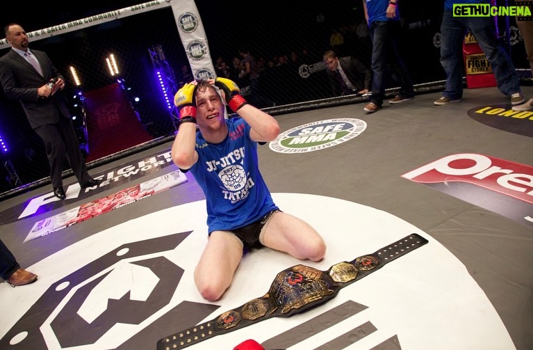 Brett Johns Instagram - 1 Decade ago! 21 year old me and John Phillips after winning the cage warriors world title on September 14th 2013. 2 Fights on one night. A total of 40 minutes of organised chaos that evening. What an experience, I’d never felt so many different emotions that day. I remember it like it was yesterday. Not many fighters get to call themselves world champions in this game. @cagewarriors @johnphillipsufc