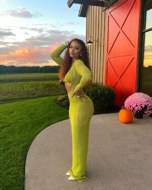 Bria Bryant Instagram - october’s finest 🍂🎃🍷
•
•
Dress: @murciuk 
Nails: @nailz_bylia 
Hair: @majonhair