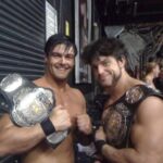 Brian Button Instagram - Everyone is sharing the throwback with la knight, how bout this one with @pj450. Before natural selection existed, there were the "tricksters" in fcw/wwe developmental, and held the tag titles #flashbackfriday #pjblack #briancage #throwback #krislogan #justinangel #2009