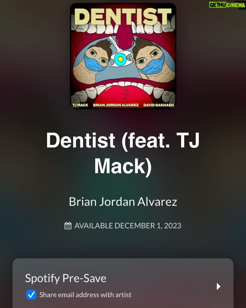 Brian Jordan Alvarez Instagram - Presave dentist. Link in bio