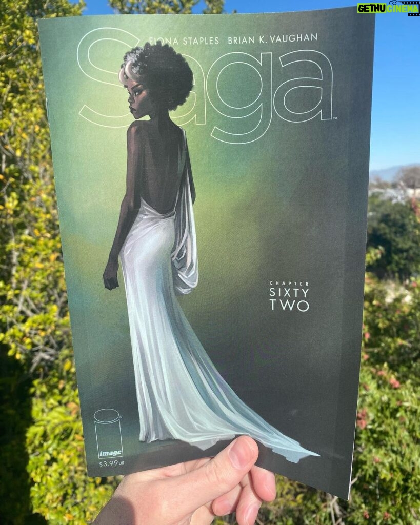 Brian K. Vaughan Instagram - In stores this week! Everybody knows what an extraordinary artist/storyteller co-creator @fionastaples is, but wait until you see her COLORS this chapter. Damn. Also, the back of this issue has the rules for our next Saga Costume Contest, where you can win a mess of prizes, including a thousand bucks and an original sketch hand-drawn by Fiona. Thanks for reading, pals, and I hope you’re having a swell Presidents Day, whether or not you believe in Presidents. #saga #imagecomics #gwendolyn