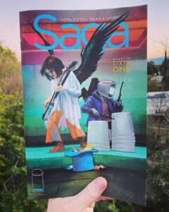 Brian K. Vaughan Instagram - NEXT WEEK, Saga is back to rock your face off! I’m so absurdly proud of this new “season,” which features some of the most gorgeous artwork yet from @fionastaples. And I’m giving away signed copies over at Exploding Giraffe this weekend, so come say hi. #saga #imagecomics #supportyourlcs