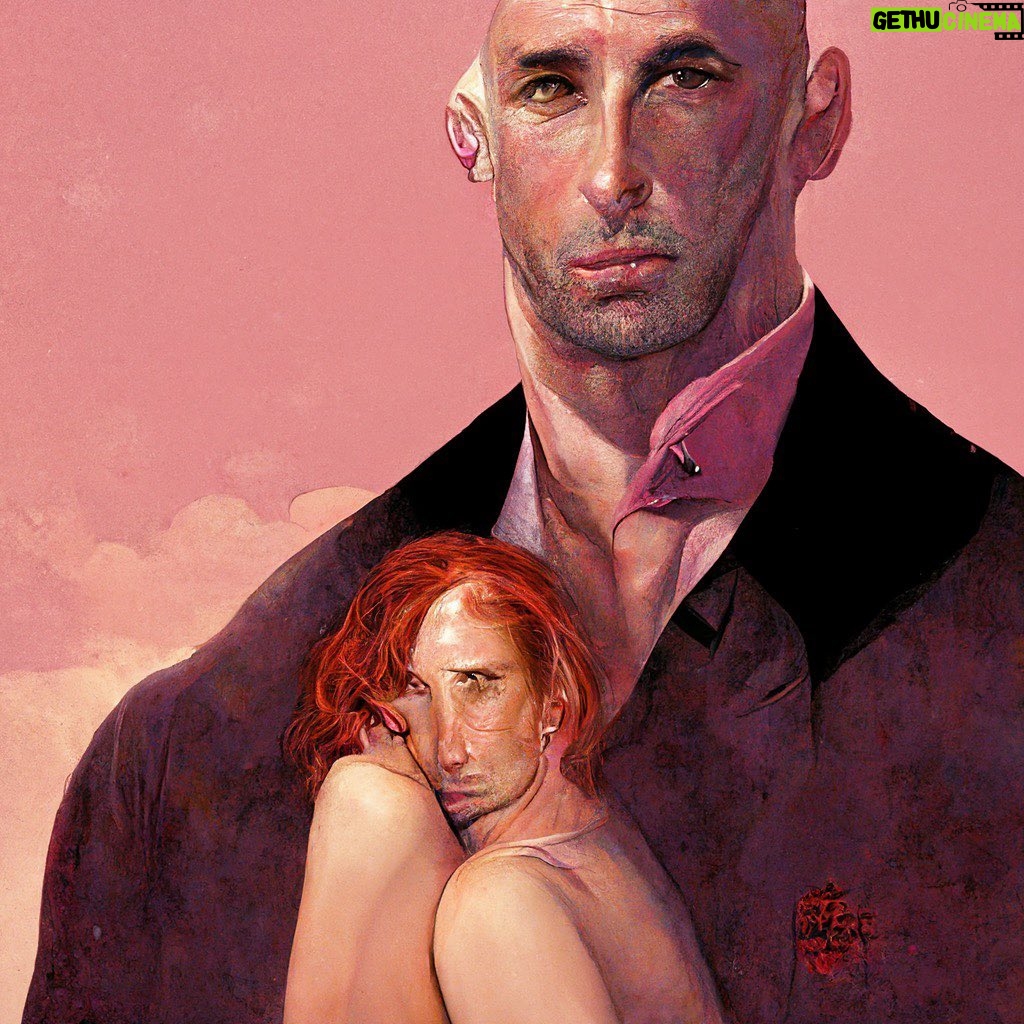 Brian K. Vaughan Instagram - This weekend at Exploding Giraffe, we’re talking artificial intelligence and art, like my dashing new author headshot here, created when animator @dan_kanemoto typed “Brian K. Vaughan Romance Novel Cover” into the A.I. program #MidJourney. More terrifying results, plus reverse-engineered SAGA characters from the legendary @fionastaples, at the link in my bio.