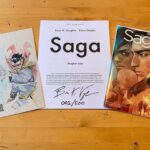 Brian K. Vaughan Instagram - Thanks so much for the kind words about last week’s new Saga, everybody. @fionastaples is absolutely on fire, huh? If you’re looking for something to read while waiting for the next issue, @niko_henrichon and I just released an assembled version of the first 30 pages of our new NSFW graphic novel SPECTATORS, which is always 100% free to read over at Exploding Giraffe (link in bio). Plus, this week’s dispatch reveals how you can win the extravagant prize package pictured above, AND features an update to the 2022 Creators for Creators thirty thousand dollar grant, which has just had its deadline extended to May 31st! Thanks for reading, and hope your afternoon is as lovely as the rainy one we’re enjoying here. 💥 🦒 #saga #spectators #doctorstrange #creatorsforcreators #shillingmywares