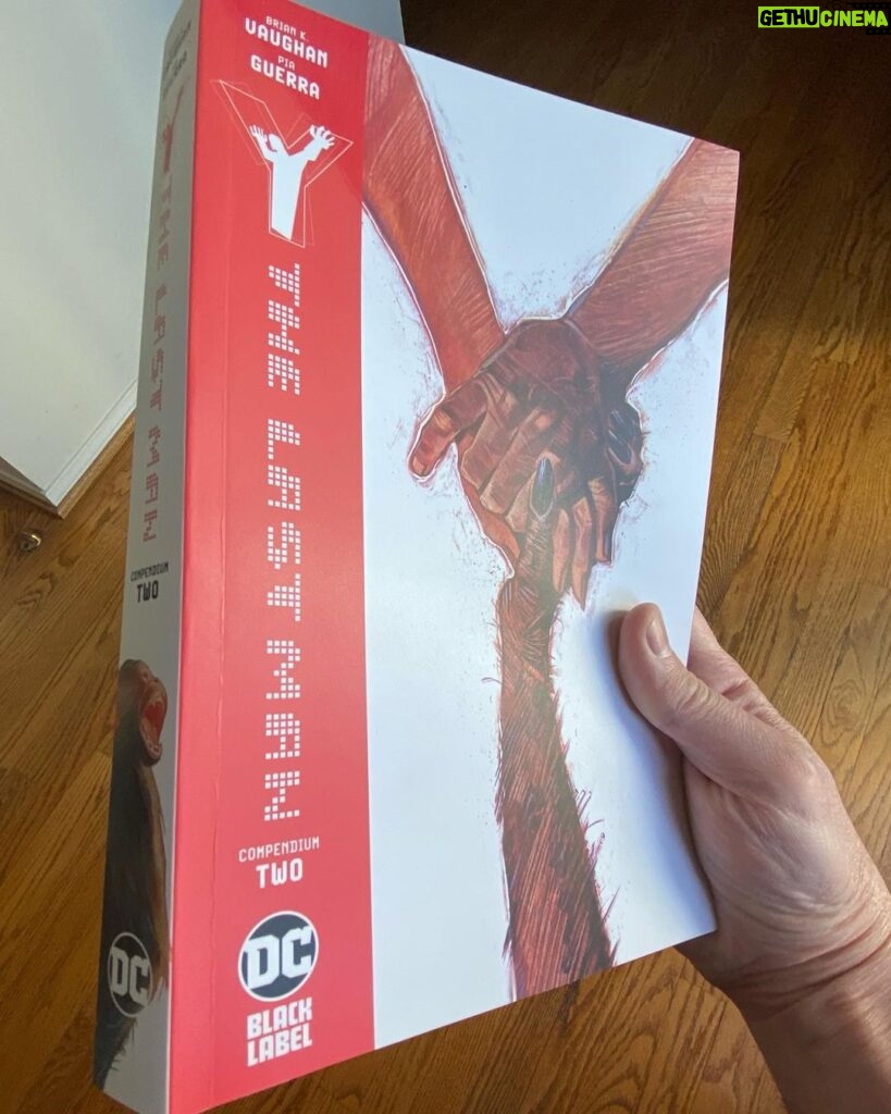 Brian K. Vaughan Instagram - Available at your local comic shop tomorrow, the second and final phonebook-sized, softcover compendium of Y: THE LAST MAN! If you’re one of the millions of viewers who dug our gone-too-soon adaptation (still available to watch on Hulu!), here’s your chance to see what might have become of Yorick, Agent 355, Doctor Mann & friends after that last episode’s beautiful cliffhanger. I like to think that both our characters and the creative team behind the comic evolved a great deal over our series’ six years, and I remain in particular awe of what co-creator @pia.guerra did with our final issue. Thanks to everyone behind the scenes at DC’s Black Label for doing such a lovely job with this latest collection. #ythelastman #dccomics #yliveson