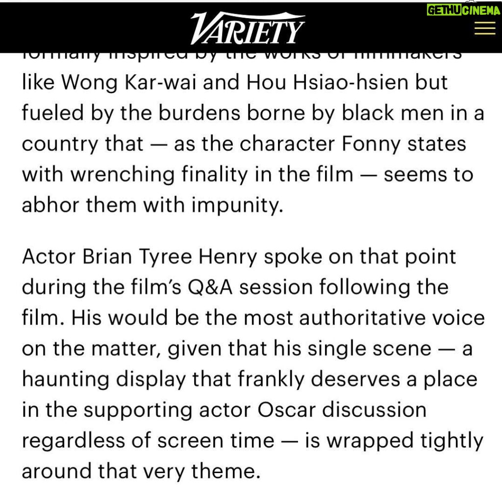 Brian Tyree Henry Instagram - Floored. Mouth agape. The theme they speak of is how “timesless, timely, and necessary” this film is. This movie was a testament of love and pure art. Thank you @variety for this write up. Every element of this film deserves praise, but I am honored for your special selection. @bealestreet @bandrybarry #thanks #wow #what #a #blessing