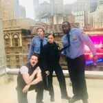 Brian Tyree Henry Instagram - #fbf 4 kids. On a roof. Doin a #broadway #play. #photoshoot was necessary. (So was the smoke break) We still had an hour of play left to do. #missing them like crazy. My #lobbyheroes. #chrisevans #belpowley #michaelcera #theater #daze #welivedonthatroof