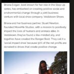 Briana Evigan Instagram - Thank you @lifestyling.co.za for the awesome article for the @moveme.studio and @veldskoenshoes social impact shoe. Click link in bio to get yours 🌏
