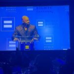 Brianna Baker Instagram - Honored to be @the_brianmichael ‘s guest at the @humanrightscampaign LA dinner this past weekend. Their mission: “We are here and we will fight until everyone’s rights are protected under the law, without exception.” PROTECTED without EXCEPTION. People are proposing and passing legislation that quite literally takes away Brian’s freedom to exist and be protected by the law. I stand with him and the Human Rights Campaign, and will not pretend it isn’t happening or how incredibly dangerous this makes the world for so many vulnerable people- especially children. Should you care to donate to this fight- link is in my bio ❤️🏳️‍⚧️✊🏽 P.S. Slide 2 is Brian’s speech. It was profound and moving to say the least. So much that at the end of that clip you hear someone say “f*ck” under their breath….that was @julesworks 😂