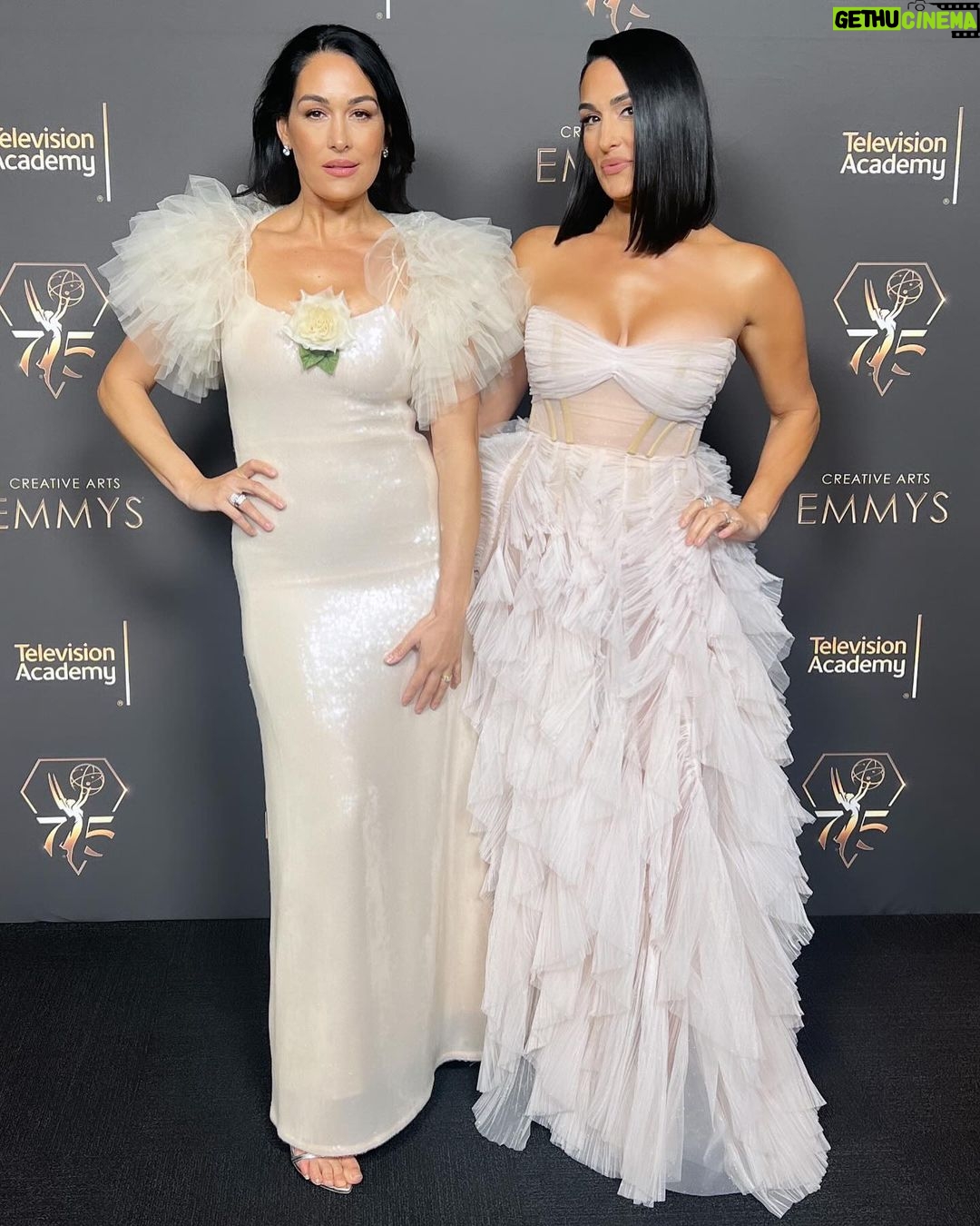 Brie Garcia Instagram - I was so honored to present with Nikki at the Creative Arts Emmys last night!! π itβs so beautiful that they have two nights to celebrate all the different parts that make shows/reality tv/live shows/documentary/animation come alive!! Incredible to sit in a room with sooo many talented people!!! @televisionacad Also Iβm so obsessed with this @rodarte dress!! π