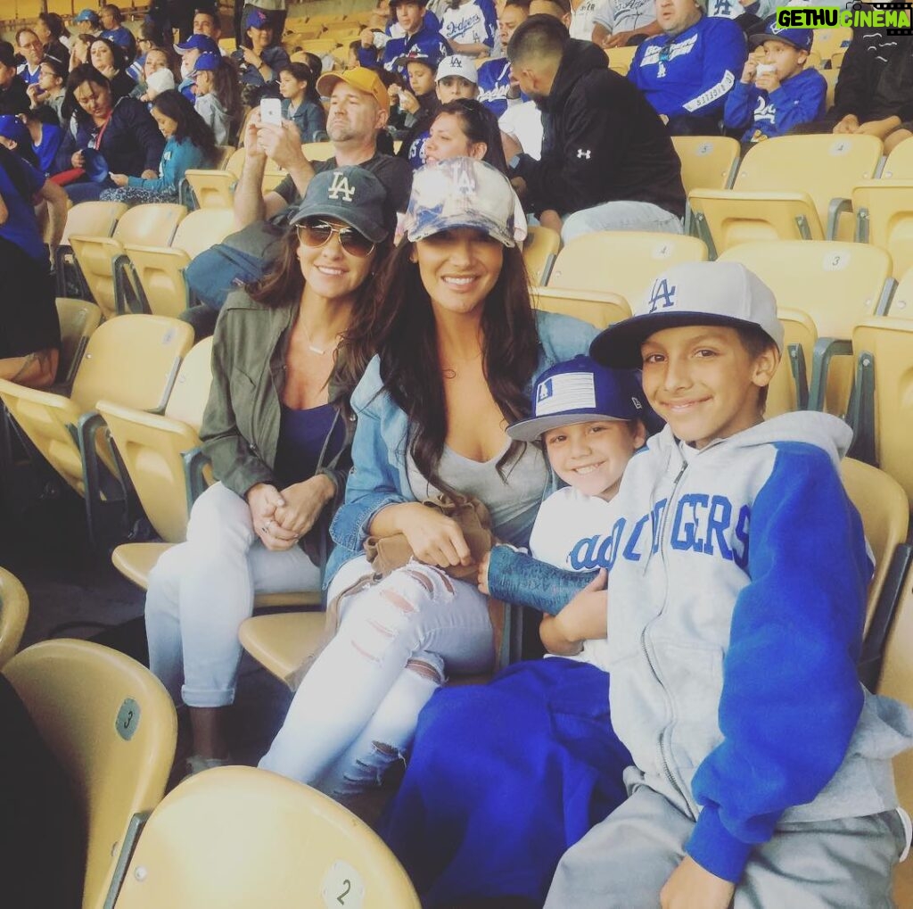 Brittany Thompson Martinez Instagram - Our friends are awesome! Thanks for the tickets #dodgers #baseballfriends #baseball #friday #losangeles #itfdb #mommasboys #bestie #blessed #nextstopstagecoach #family #mlbmemorybank Dodger Stadium