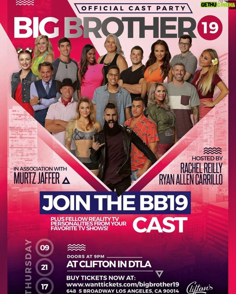 Brittany Thompson Martinez Instagram - Hey guys, who's joining us for the #bb19 cast party? Come hang out with the #bbfam. Hope to see you all there 😘 #bigbrother #cbs #realitytv #cliftons #losangeles