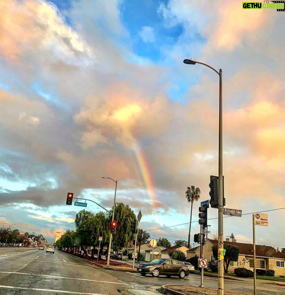 Brody Stevens Instagram - Rainbow in The Valley! 🌈 #LARain North Hollywood, California