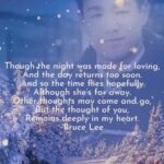 Bruce Lee Instagram - 🐉🌲❄️A poem by Bruce Lee. Happy Holidays, Merry Christmas to you and your loved ones. Family, brothers from another mother, sisters from another mister. Those with you and those who you are missing. Be safe. Eat well. Enjoy. Poem: Though the night was made for loving, And the day returns too soon. And so the time flies hopefully Although she’s far away. Other thoughts may come and go, But the thought of you, Remains deeply in my heart.