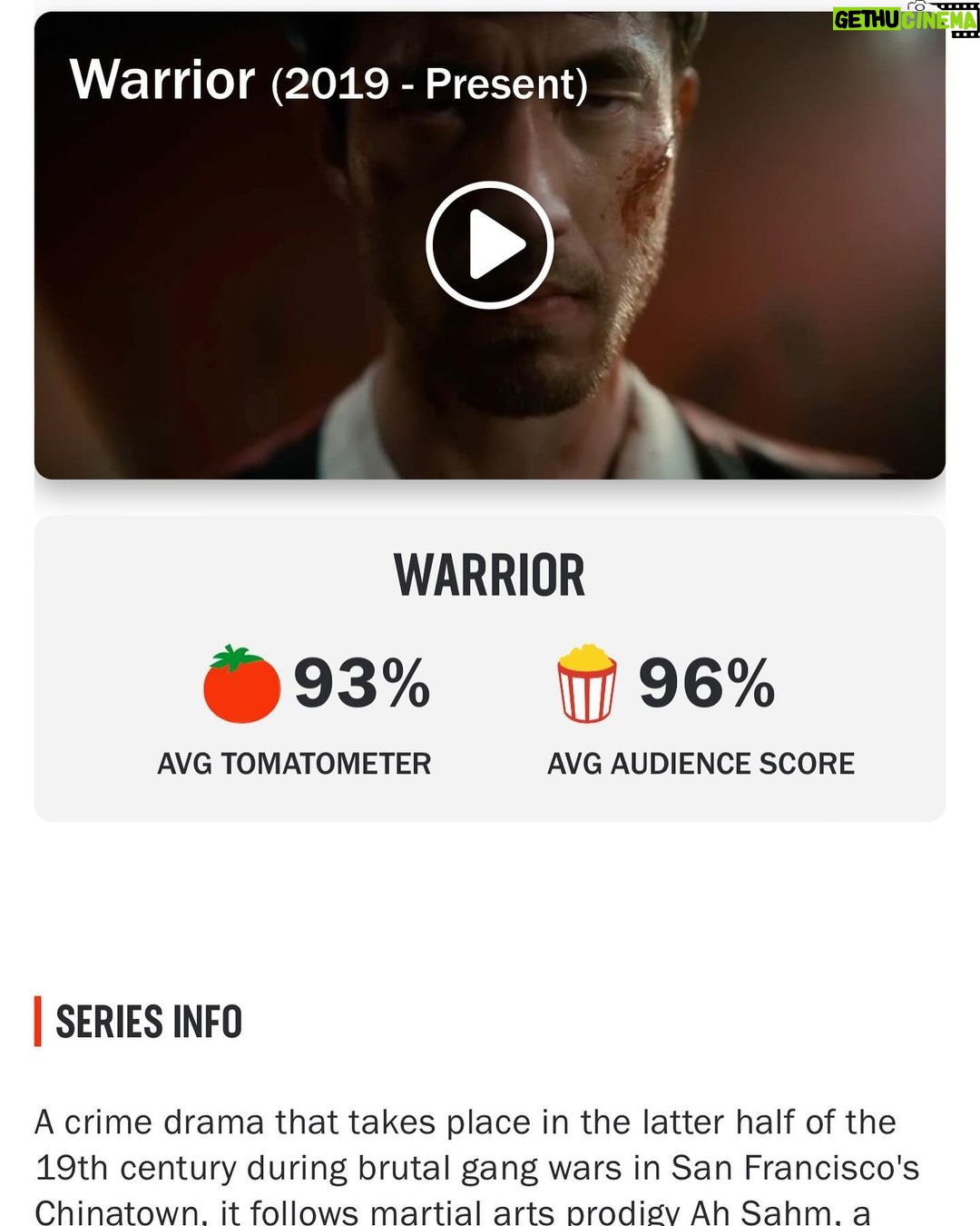 Bruce Lee Instagram - 🐉🚨WARRIOR - Based on the Writings of Bruce Lee - Seasons 1-3 will be on @netflix soon. LFG! 📺👀 Watch it. Rotten 🍅 93%, with an audience score of 96%. Then watch it again. And again. And again…let’s make the push for Season 4! 💥💥💥 #brucelee #warriormax @therealshannonlee @tropperj @justinlin @changstagrm @brandonlee @andrewkojigram @jsntbn @thatoliviacheng @dianneldoan @chelseamhead @langleykirkwood @joe_taslim @kieranbew @dustintringuyen @chenlovesyall @richtingworld @perryyungofficial @misterhoonlee