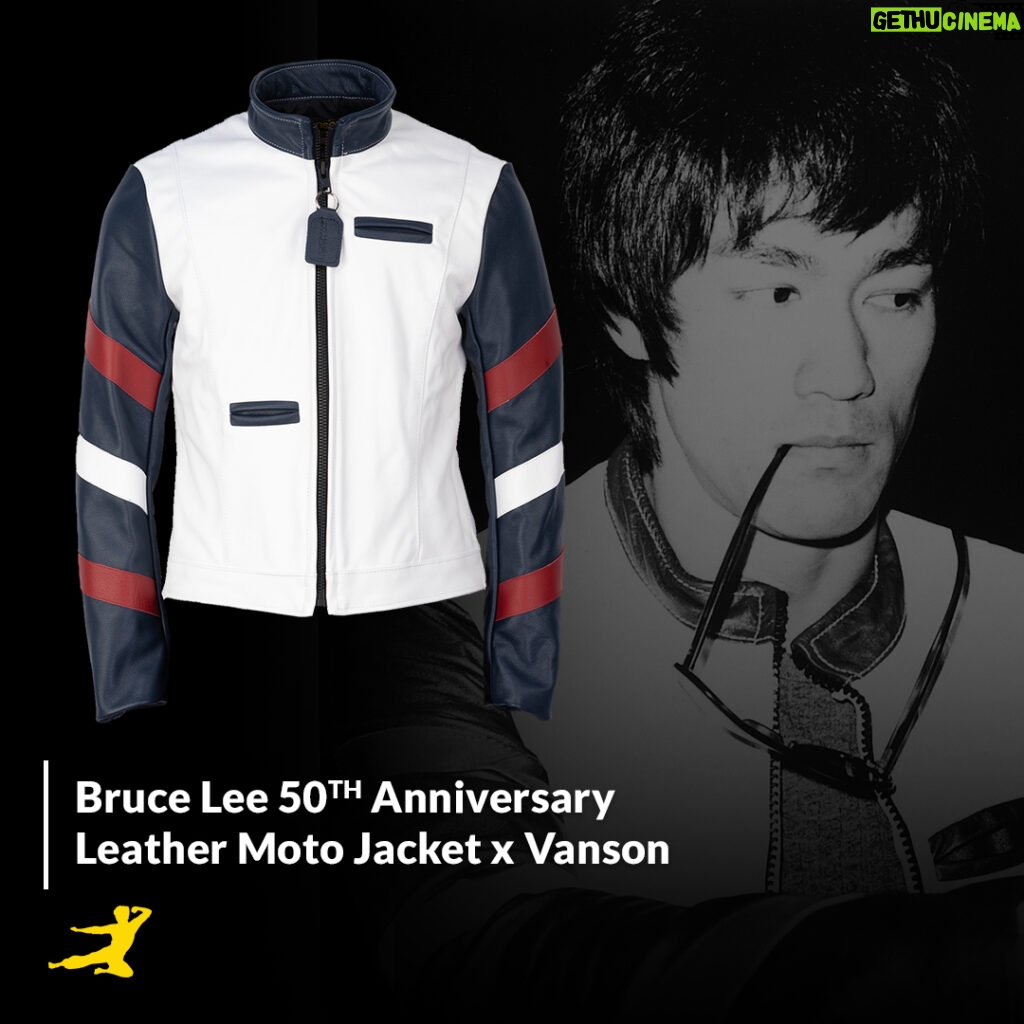 Bruce Lee Instagram - Only 50 made! Bruce Lee x Vanson Moto Jackets 👉 tap the link in bio to purchase 🐉 We've partnered with Vanson Leathers to commemorate this extraordinary milestone with the Bruce Lee 50th Anniversary Leather Moto Jacket. Only 50 will be made, hand built to last a lifetime with an insistence on the highest quality materials and a profound respect for craftsmanship. 🐉 Modeled after the jacket that Bruce himself wore, this replica pays homage by being an exact facsimile, right down to the last stitch. Every jacket is embossed with its own unique unit number and can be registered with Vanson - proof that the piece was handmade and that it's yours should your jacket ever get lost or stolen Get yours before we sell out 👉 link in bio 🛒 shop.brucelee.com