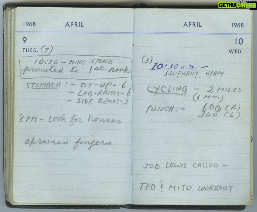 Bruce Lee Instagram - April 9th and 10th, 1968.