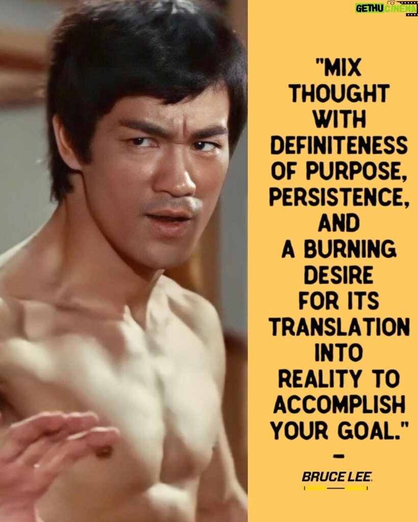 Bruce Lee Instagram - 🐉 “Mix thought with definiteness of purpose, persistence, and a burning desire for its translation into reality to accomplish your goal.” - Bruce Lee #brucelee #takeaction #goals #practicaldreamer #backedbyaction 📸 treatment by @mr_kun_san
