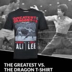 Bruce Lee Instagram - 🥊 Who ya got?? The Greatest vs. The Dragon 👉 link in bio to purchase Bruce had incredible respect for Muhammad Ali. They were both fans of one another and appreciated not only their respective skill-set but their philosophies. Bruce had films of Ali's fights sent to Hong Kong while filming Enter the Dragon. Reportedly, when cast mate John Saxon asked Bruce why he watched so much Ali footage, Bruce responded with a smile "Cause someday I'm gonna fight him." It was there on set that Bruce would watch Ali and in particular his footwork. Linda Lee has said that he would study film of Ali in reverse meticulously. In this fantasy collection we muse about the what if's. What if Muhammad Ali and Bruce Lee had a chance to meet, train and spar together? Get this best-selling tee and more from the Bruce Lee Official Store. Tap the link in our bio to shop! 🔗 shop.brucelee.com