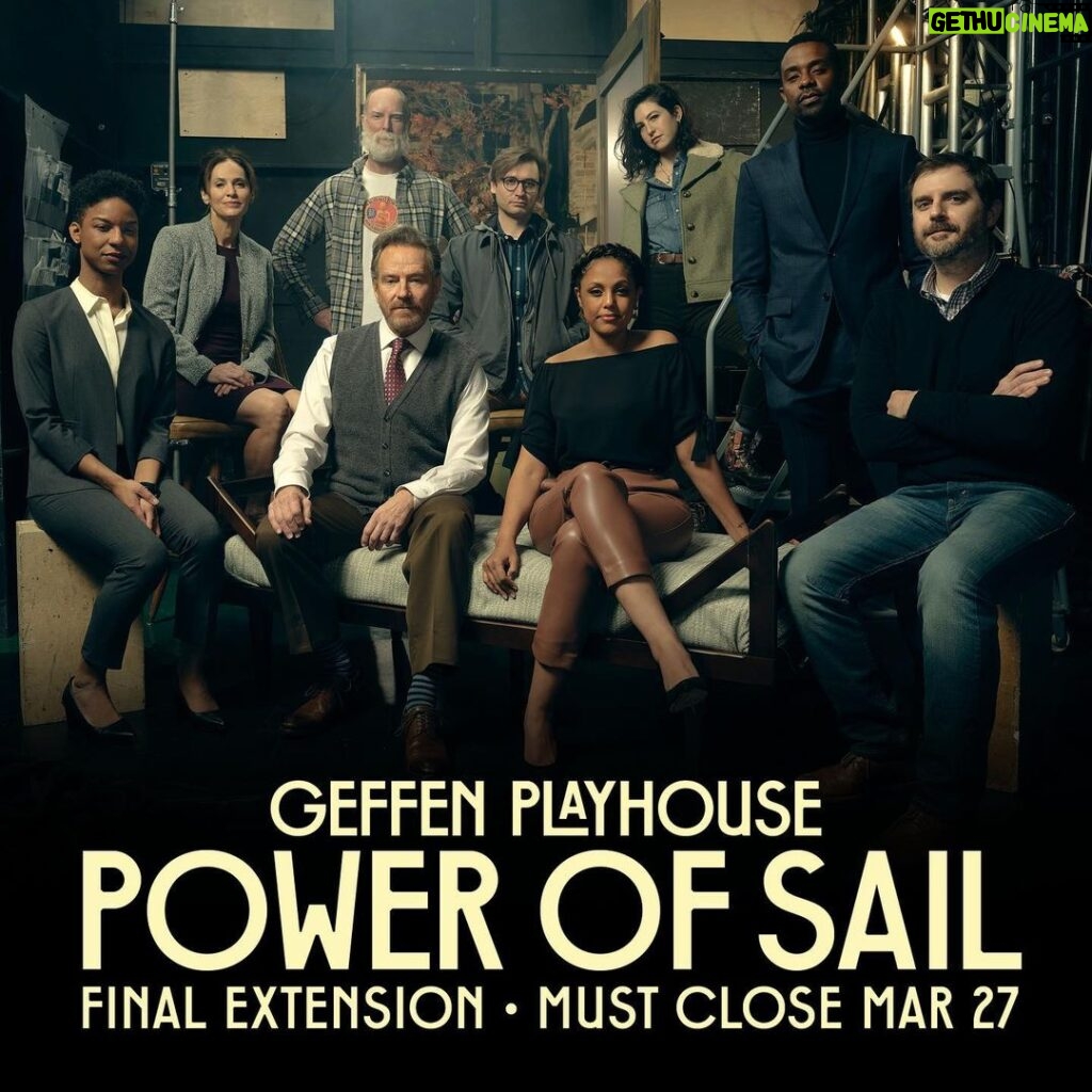 Bryan Cranston Instagram - Just announced - Power of Sail - the play I'm currently in at the historic @GeffenPlayhouse in Westwood, LA is extending until March 27th! It's great to be back doing live theater, come check us out. Link in bio for tickets. BC