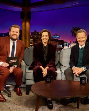 Bryan Cranston Instagram - I think I may have gushed a bit tonight on James Corden’s show when I was sitting next to Sigorney Weaver! Watch us @ 12:37/11:37c on CBS

@latelateshow
@j_corden
#LateLateShow
📸@saramallyphoto