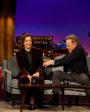 Bryan Cranston Instagram - I think I may have gushed a bit tonight on James Corden’s show when I was sitting next to Sigorney Weaver! Watch us @ 12:37/11:37c on CBS

@latelateshow
@j_corden
#LateLateShow
📸@saramallyphoto