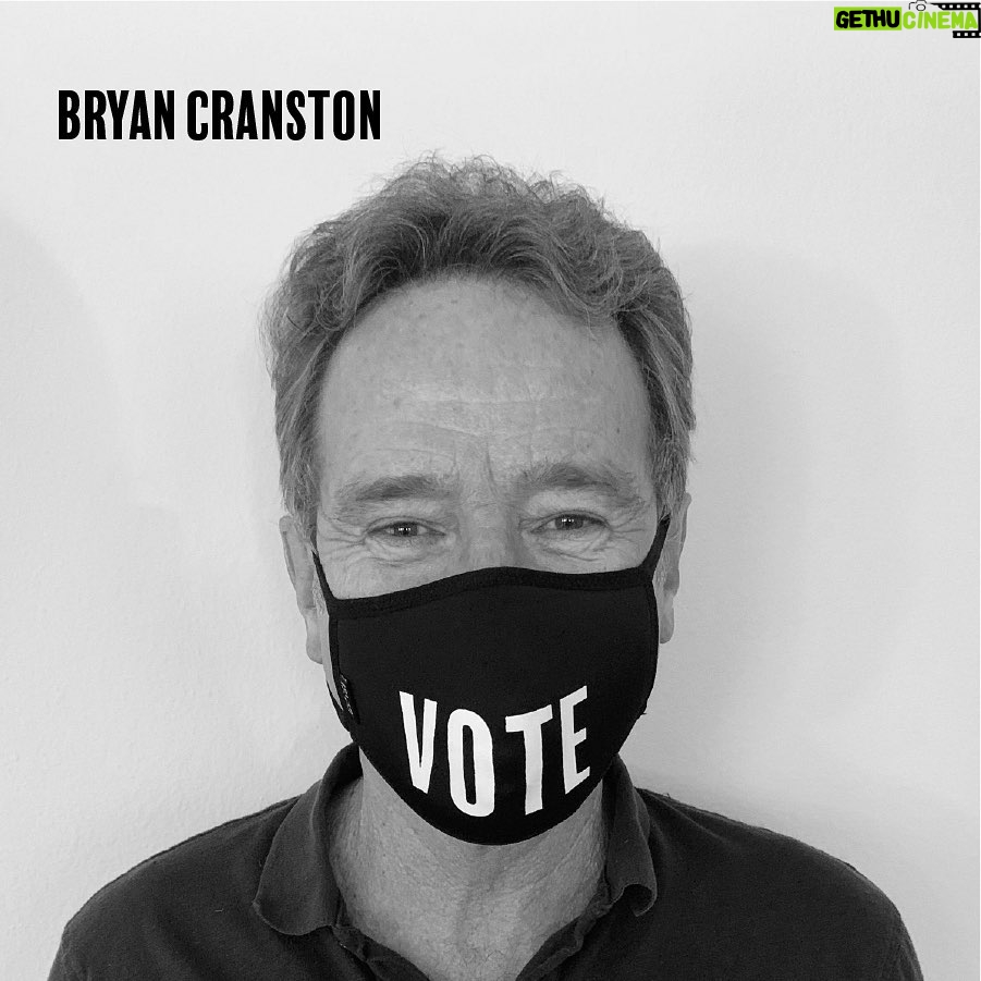 Bryan Cranston Instagram - I’ve got my mask on, and I’m ready to vote. Oh and I brought some friends along with me. Go to @WhenWeAllVote and join the movement by learning how to get registered and ready to vote by making YOUR voting plan. Support #whenweallvote’s mission with your own VOTE face mask @Bloomingdales which donates a portion of the proceeds to their cause. #novotenovoice