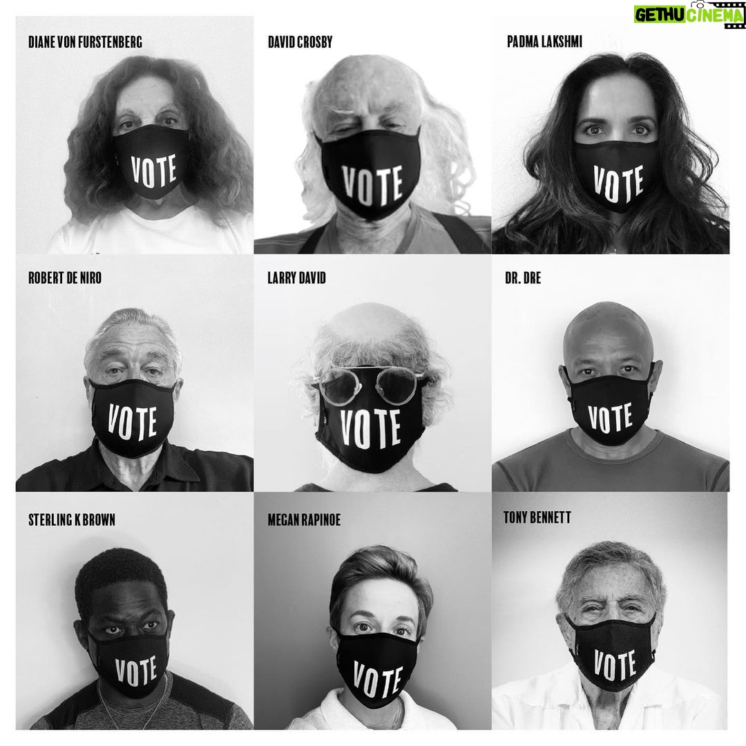 Bryan Cranston Instagram - I’ve got my mask on, and I’m ready to vote. Oh and I brought some friends along with me. Go to @WhenWeAllVote and join the movement by learning how to get registered and ready to vote by making YOUR voting plan. Support #whenweallvote’s mission with your own VOTE face mask @Bloomingdales which donates a portion of the proceeds to their cause. #novotenovoice