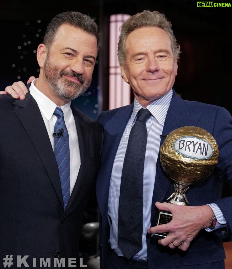Bryan Cranston Instagram - Finally back in person with @jimmykimmellive but the shenanigans continue…. Watch me tonight #ABC #Kimmel @JimmyKimmel