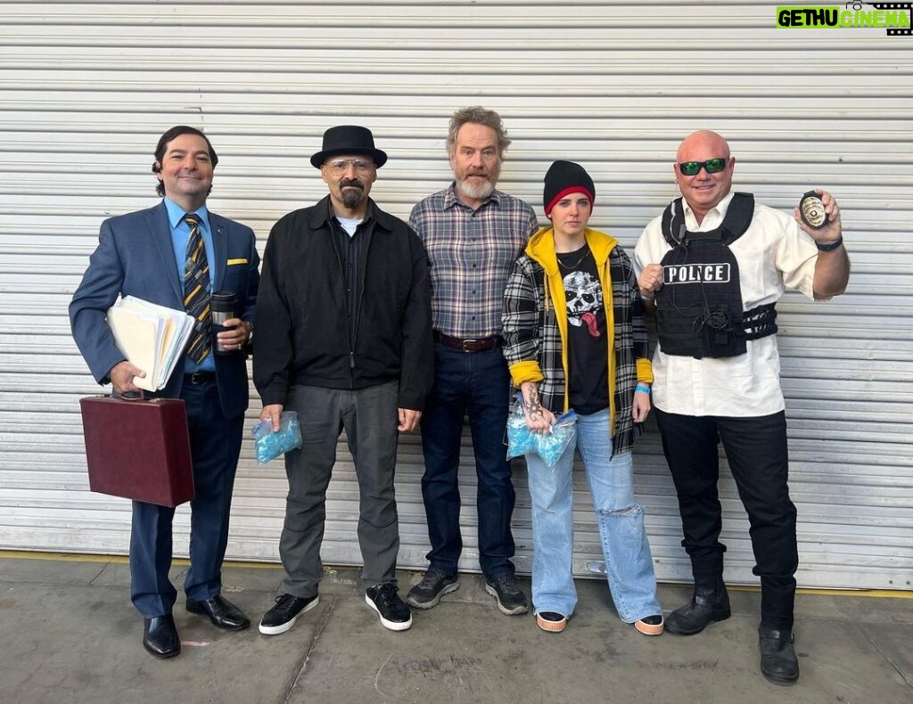 Bryan Cranston Instagram - I was surprised at work today on Your Honor, to see my sound crew and our script supervisor, recreating Breaking Bad… I suppose that they were trying to help out that poor soul in the middle!! Happy Halloween everyone! Stay Safe BC