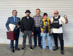 Bryan Cranston Instagram - I was surprised at work today on Your Honor, to see my sound crew and our script supervisor, recreating Breaking Bad… I suppose that they were trying to help out that poor soul in the middle!! Happy Halloween everyone! Stay Safe
BC