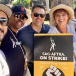 Bryan Safi Instagram – Mini 9-1-1 call center reunion at the solidarity strike today! #sagaftrastrong #wgastrong