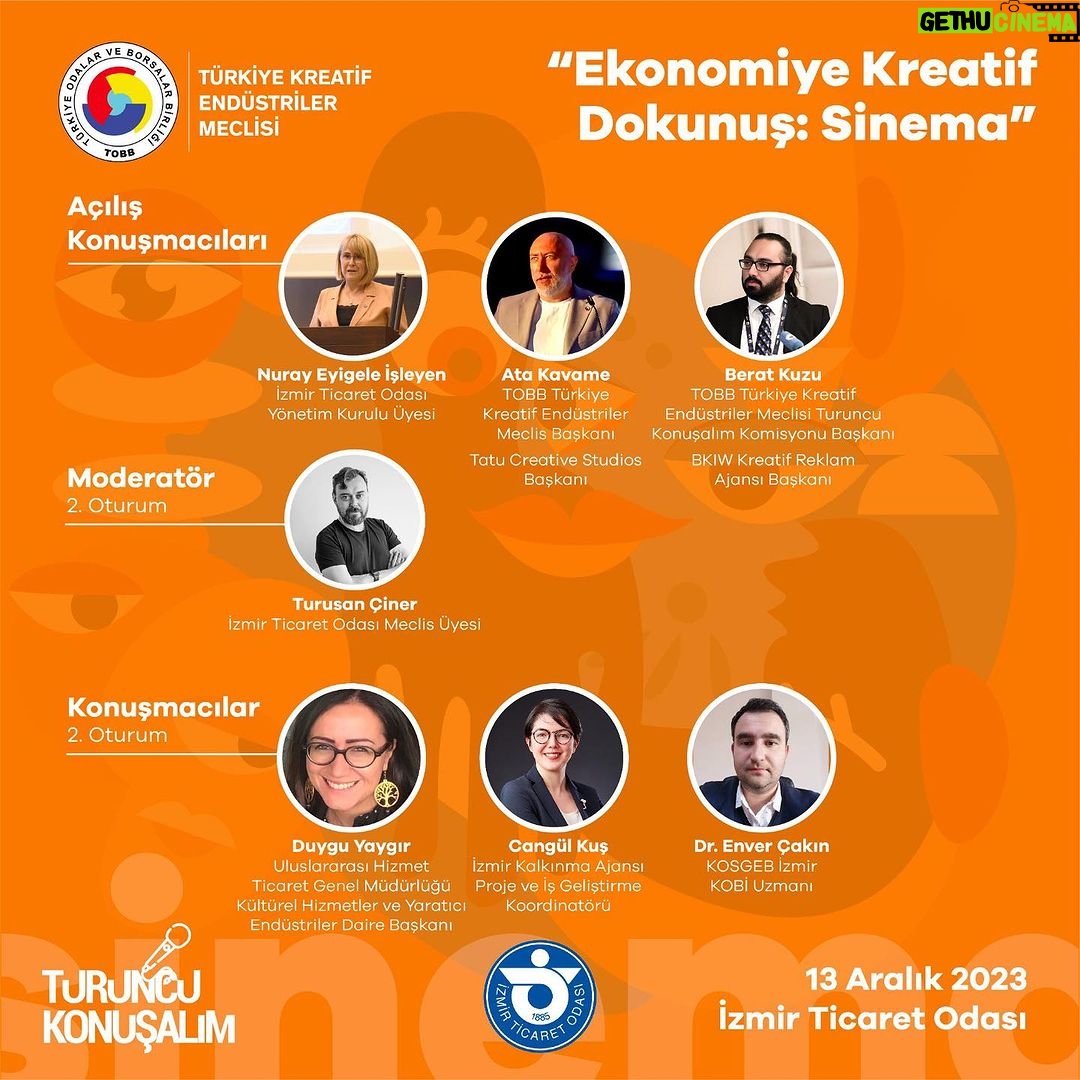 Burak Satıbol - 62 Likes - 🌟 Turuncu Konuşalım: Ekonomiye Kreatif Dokunuş: Sinema Paneli 🎥
🗓️ 13 Aralık | Saat: 13.30 | İzmir Ticaret Odası
Açılış konuşmalarını Meclis Başkanımız Sn. Ata Kavame,
İzmir Ticaret Odası Yönetim Kurulu Üyemiz Sn: Nuray Eyigele İşleyen,
Meclis üyemiz ve Turuncu Konuşalım Komisyon Başkanımız;
Sn. Berat Kuzu’nun gerçekleştireceği
🎬 Birinci Oturum: Sinema Sektöründe Kalkınma ve İnovasyonun Geleceği
Sinema, kültür ve yaratıcı endüstrilerin ekonomik kalkınmadaki rolünü tartışmak ve gelecek vizyonunu oluşturmak için gelin İzmir’de Turuncu Konuşalım!
✨ Moderatör: Pelin Mavili (Netflix Türkiye Kamu Politikaları Direktörü TOBB Türkiye Kreatif Endüstriler Meclis Üyesi)
💬 Konuşmacılar:
Gülen Gözkara (İzmir Vakfı Sinema Ofisi ve İzmir Kısa Film Festivali Koordinatörü)
Burak Satıbol (Oyuncu)
İsa Doğmuş (Animasyon Film Yapımcıları Derneği Başkanı)
Tahsin İşbilen (İzmir Film ve Televizyon Derneği Başkanı)
🎬 İkinci Oturum: Sinema Sektöründe Kalkınma ve İnovasyonun Geleceği
Sinema, kültür ve yaratıcı endüstrilerin ekonomik kalkınmadaki rolünü tartışmak ve gelecek vizyonunu oluşturmak için gelin İzmir’de Turuncu Konuşalım!
✨ Moderatör: Turusan Çiner (İzmir Ticaret Odası Meclis Üyesi)
💬 Konuşmacılar:
Duygu Yaygır (Uluslararası Hizmet Ticaret Genel Müdürlüğü, Kültürel Hizmetler ve Yaratıcı Endüstriler Daire Başkanı)
Cangül Kuş (İzmir Kalkınma Ajansı, Proje ve İş Geliştirme Koordinatörü)
Dr. Enver Çakın (KOSGEB İzmir KOBİ Uzmanı)
🔍 Sinema sektörünün inovasyon, kalkınma ve uluslararası iş birliklerine nasıl öncülük ettiğini keşfedin ve sektörün geleceğini şekillendiren bu değerli konuşmalara tanık olmak için sizi de etkinliğimize bekliyoruz.
@tobbkreatifendustrilermeclisi
@turuncukonusalim @iztokurumsal