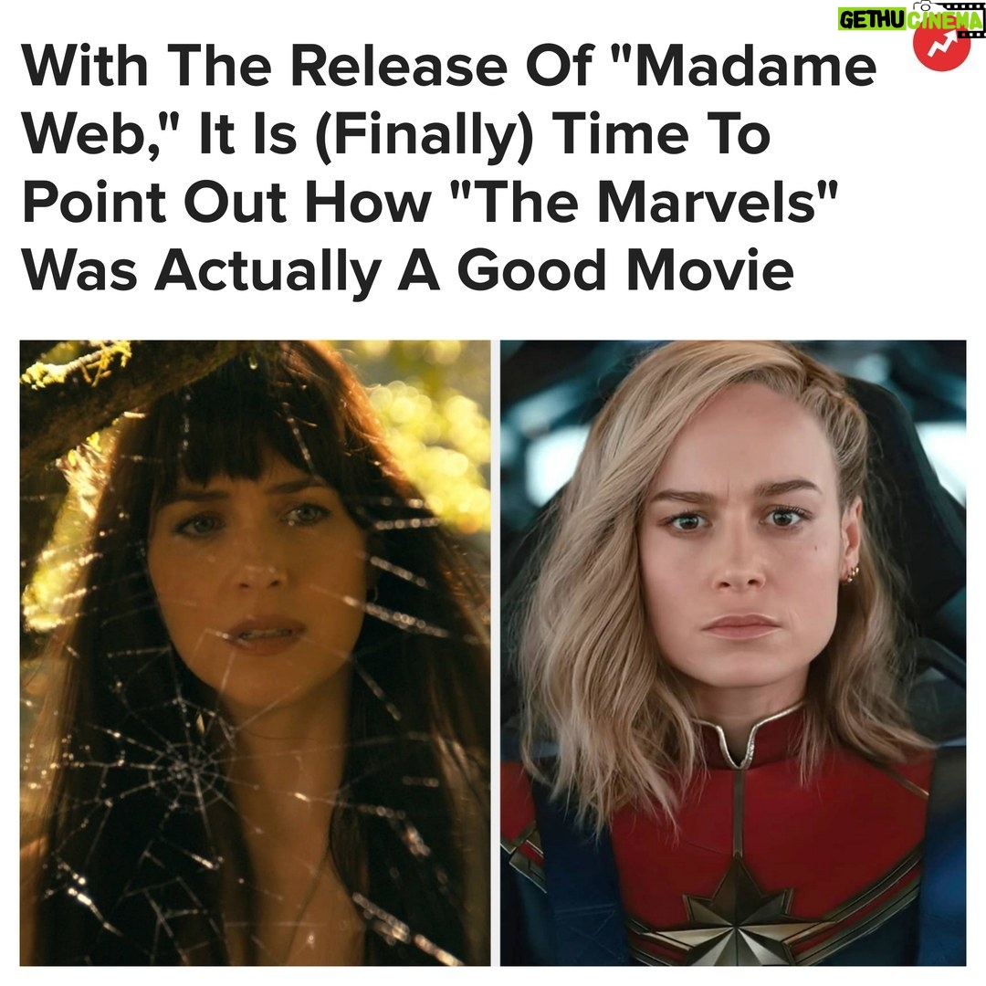 Buzzfeed - 5.5K Likes - Madame Web is being called a bad movie you need to go see to believe, while The Marvels was unfairly criticized and was objectively a fun movie. More at the link in bio 👀