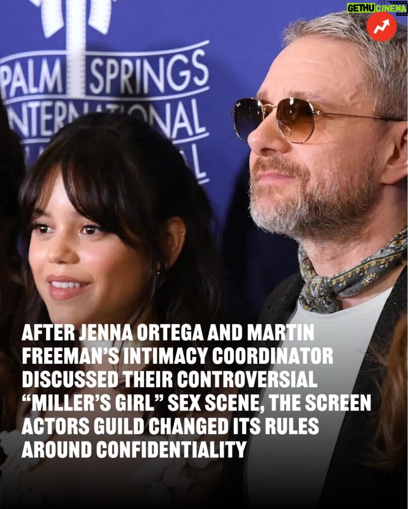 Buzzfeed Instagram - The new rules — which came into effect after Jenna Ortega and Martin Freeman’s intimacy coordinator spoke out about shooting their controversial sex scene — mean that intimacy coordinators could risk losing their job if they publicly discuss intimate scenes. Full story at the link in our bio 🔗