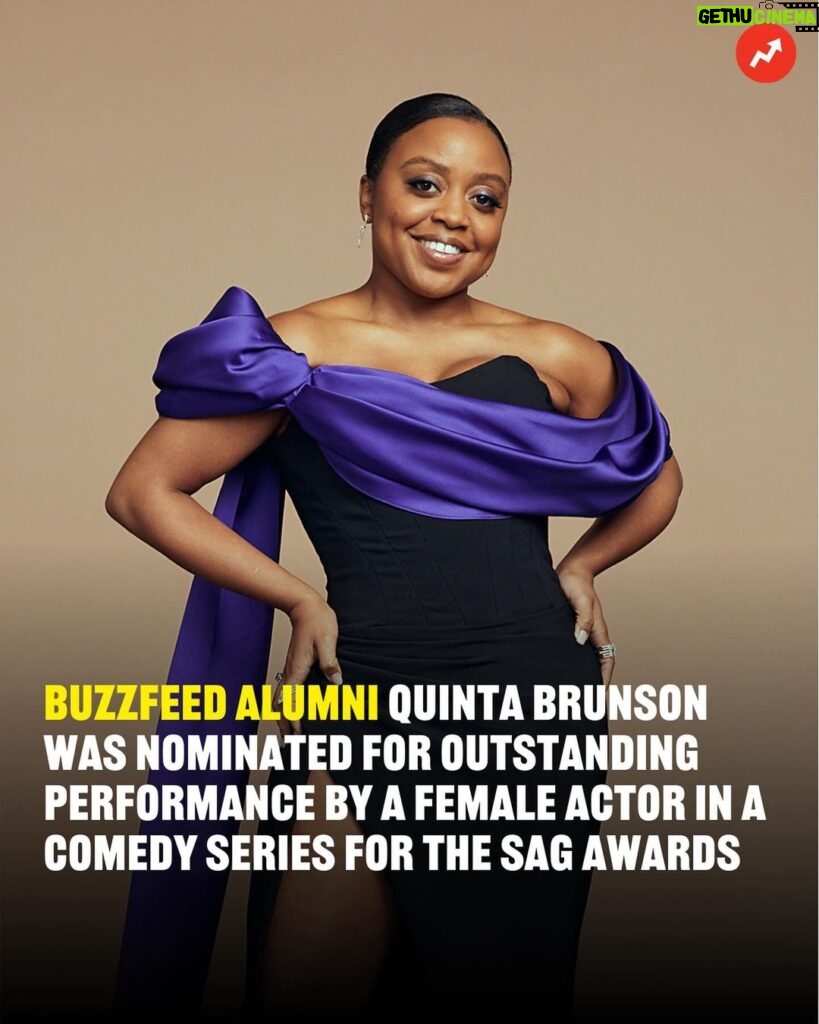 Buzzfeed Instagram - BuzzFeed alumni superstar Quinta Brunson was nominated for Outstanding Performance By A Female Actor in a Comedy Series for the SAG Awards this weekend! Beginning her journey at BuzzFeed, Quinta left a lasting impact through various productions and went on to make history through creating and starring in “Abbott Elementary” — making her mark as the first Black actress in over 40 years to win the Emmy for Outstand Lead Actress in a Comedy Series. She’s a big deal now, and we’re so proud to see all the success she’s found since BuzzFeed!