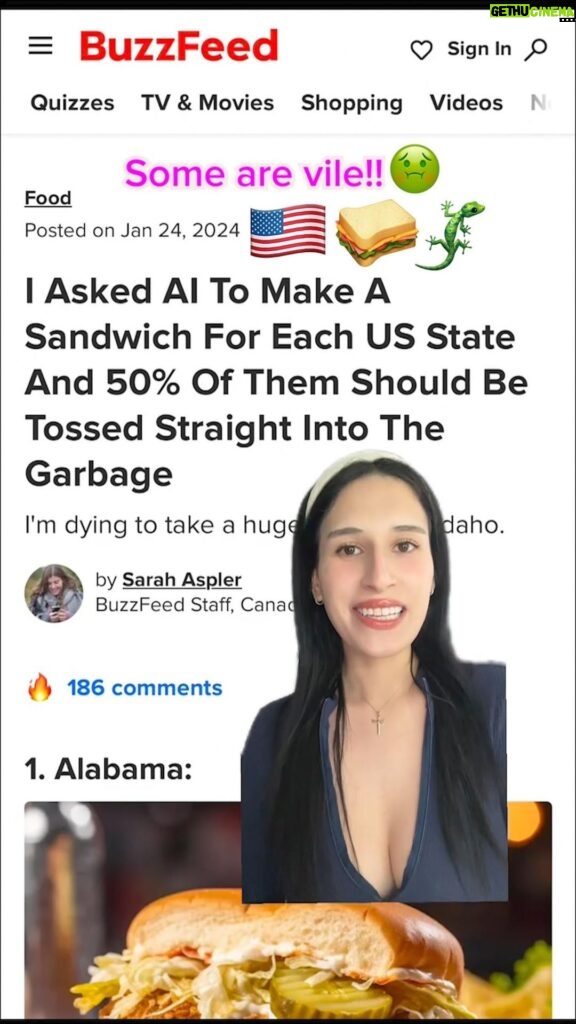 Buzzfeed Instagram - Shani @shan11ovesyou tells us which AI U.S. sandwich she would smash or toss in the trash! 😍🚮