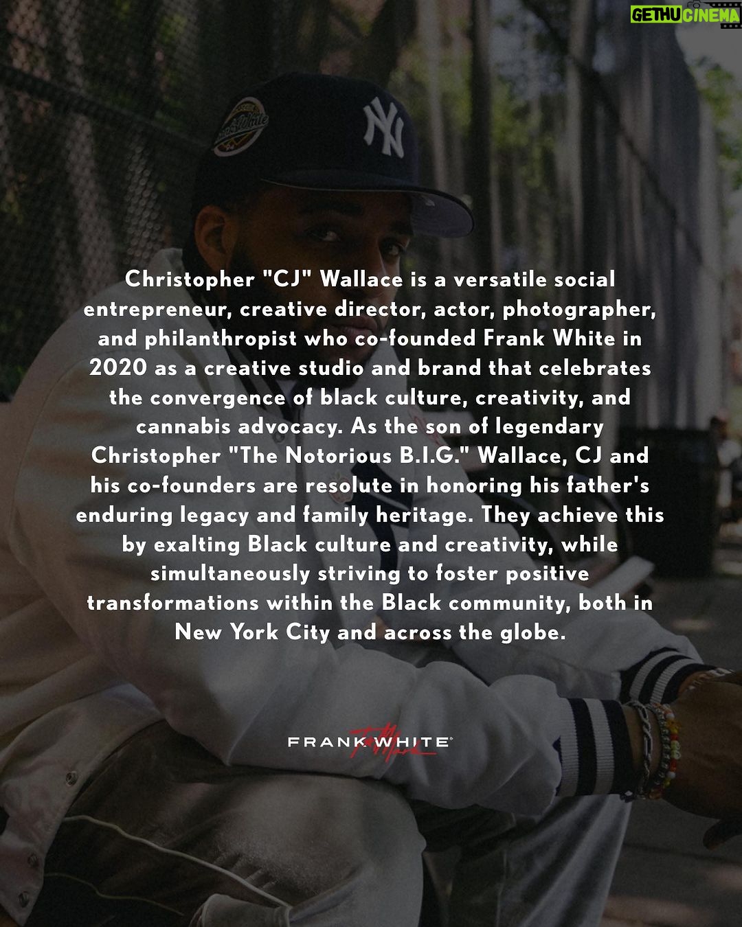 C.J. Wallace Instagram - The Frank White x Styled by TMark Collection is an on-going collaboration that celebrates creativity, passion and style. Collection One features our “All Star” patch design that is inspired by the 1994 MLB season, which famously had no championship due to the lockout that year. Coincidentally enough, this is also the year that Christopher “Notorious B.I.G.” Wallace first mentioned the name “Frank White” on record. This collaboration celebrates CJ and his father’s love for NY’s home team and the history of Hip-Hop. Each piece embodies a unique aspect of Hip-Hop culture. Creative Director: @cjordanwallace Executive Director: @themackster Art Director / Designer: @tmarkgotkickss Photographer: @marcusrussellprice Models / Family: @cjordanwallace @tmarkgotkickss Producers: @greotagency & @flip_1982 Executive Assistant: @_braheimqueen PA: @smithtaylorsounds AD: @chastarchild Wardrobe: @proclub_usa #allstar #fittedhats #collaboration #community #hiphop #icons #tmark #frankwhite #BIGapple #newyork Christopher Biggie Wallace Basketball Courts