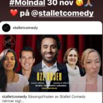 Özz Nûjen Instagram – Vi ses snart #Mölndal @stalletcomedy 😘❤️ 30 NOV på @abytravet 😘 bilj på Ticketmaster 
#standup #comedy #Gbg #Göteborg #västkusten