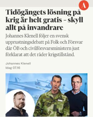 Özz Nûjen Instagram - 2024 blir ett tufft år för tuffe Uffe och hans blåbruna regering. @klenell skriver och beskriver det väldigt utförligt och träffsäkert om hur ansvarslösa högerpolitiker först förstör landet genom privatiseringar och vänskapskorruption för att sedan som vanligt skylla allt på invandrare… t.o.m. nu när hotet från Ryssland ska diskuteras. 😳🤷🏻‍♂️🤦🏻‍♂️ #svpol #blåbrun #regering #populism #rasism #sd #moderaterna #privatiseringar #nato #ryssland #mobilisering #krig #folkochförsvar #säkpol