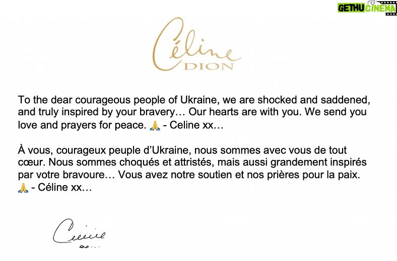 Céline Dion Instagram - #standwithukraine ❤️