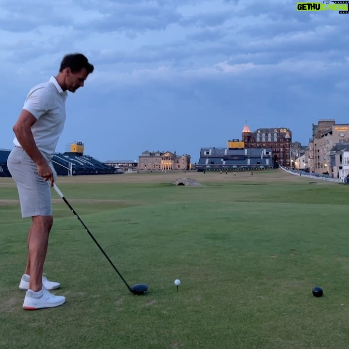 Cameron Mathison Instagram - A day I will never ever forget. The Old Course at St Andrews is an almost spiritual place for golfers. It’s a course I have dreamed about playing since I was 10 years old and watched Jack Nicklaus win The Open Championship there. To play this iconic course, the first day it was open to the public following the the 150th Open Championship, was beyond my wildest dreams. The course was set up exactly as the pros played it on Sunday, and I kept having to pinch myself to make sure I wasn’t dreaming. In the photos you see my tee shot on the famous 18th hole (I two-putted from the valley of sin for par), my eagle putt on #5 that burned the edge (made birdie), me and Bobby on the first tee (the incredibly kind St Andrews resident who got us the tee time despite thousands of people trying), and most importantly, Lucas and Vanessa (Leila couldn’t make the trip) joining me on the iconic Swilcan Bridge (where all the greats have stopped to take their photo). Huge thanks to @markscoon for introducing me to Bobby and making this dream a reality. #bucketlist #dreamcometrue #golf #standrewsoldcourse