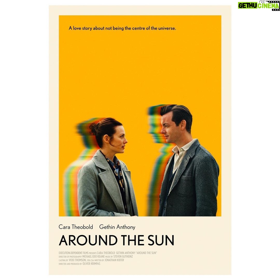 Cara Theobold Instagram - Our film Around The Sun is coming out on August 4th and is available now to pre-order on Apple TV 💛 . We loved making this magical indie and hope you love watching it! More info coming soon... . Poster design by @scottsaslow #AroundTheSunFilm Normandy, France