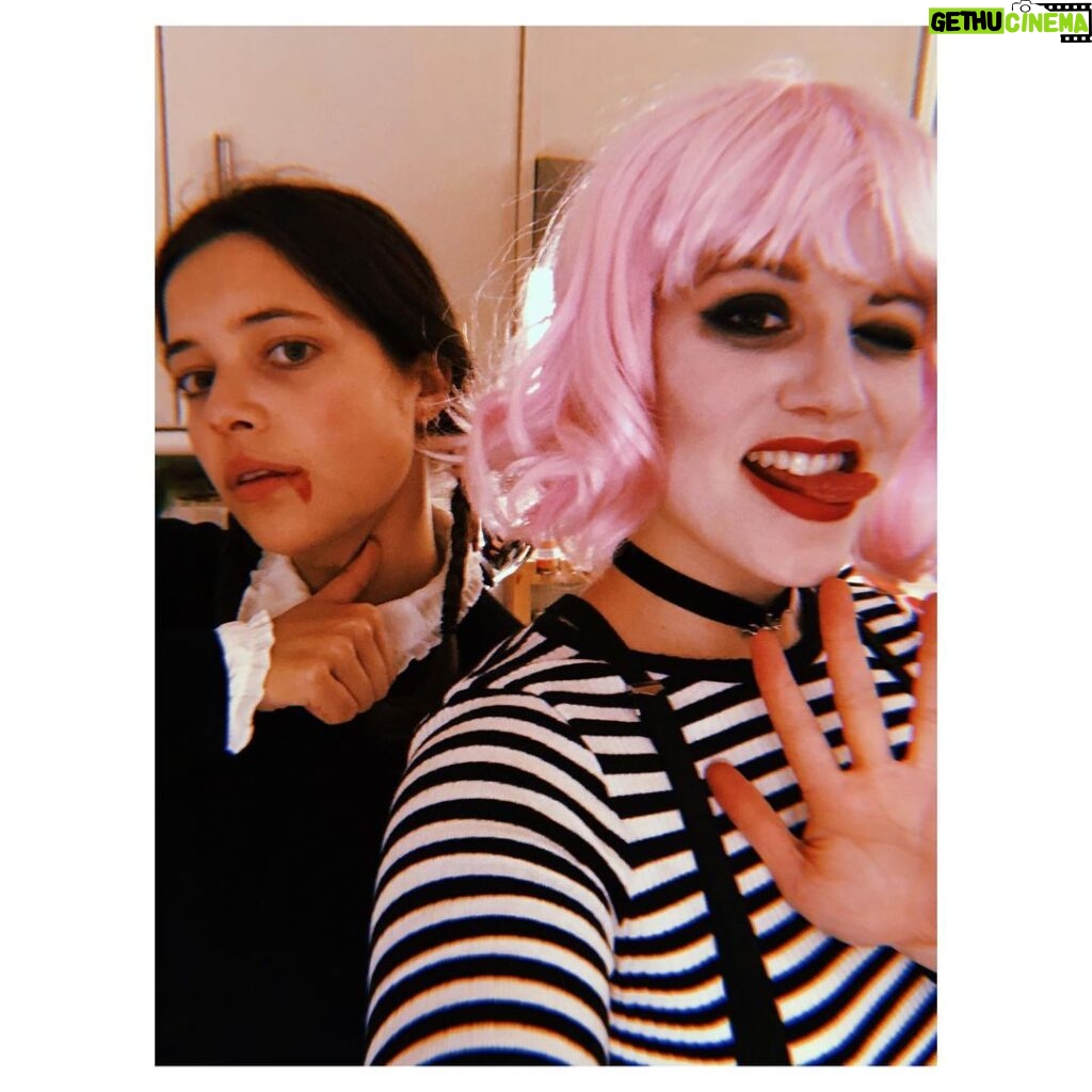 Cara Theobold Instagram - Wednesday Addams and a mime being scary in the kitchen. Ish.